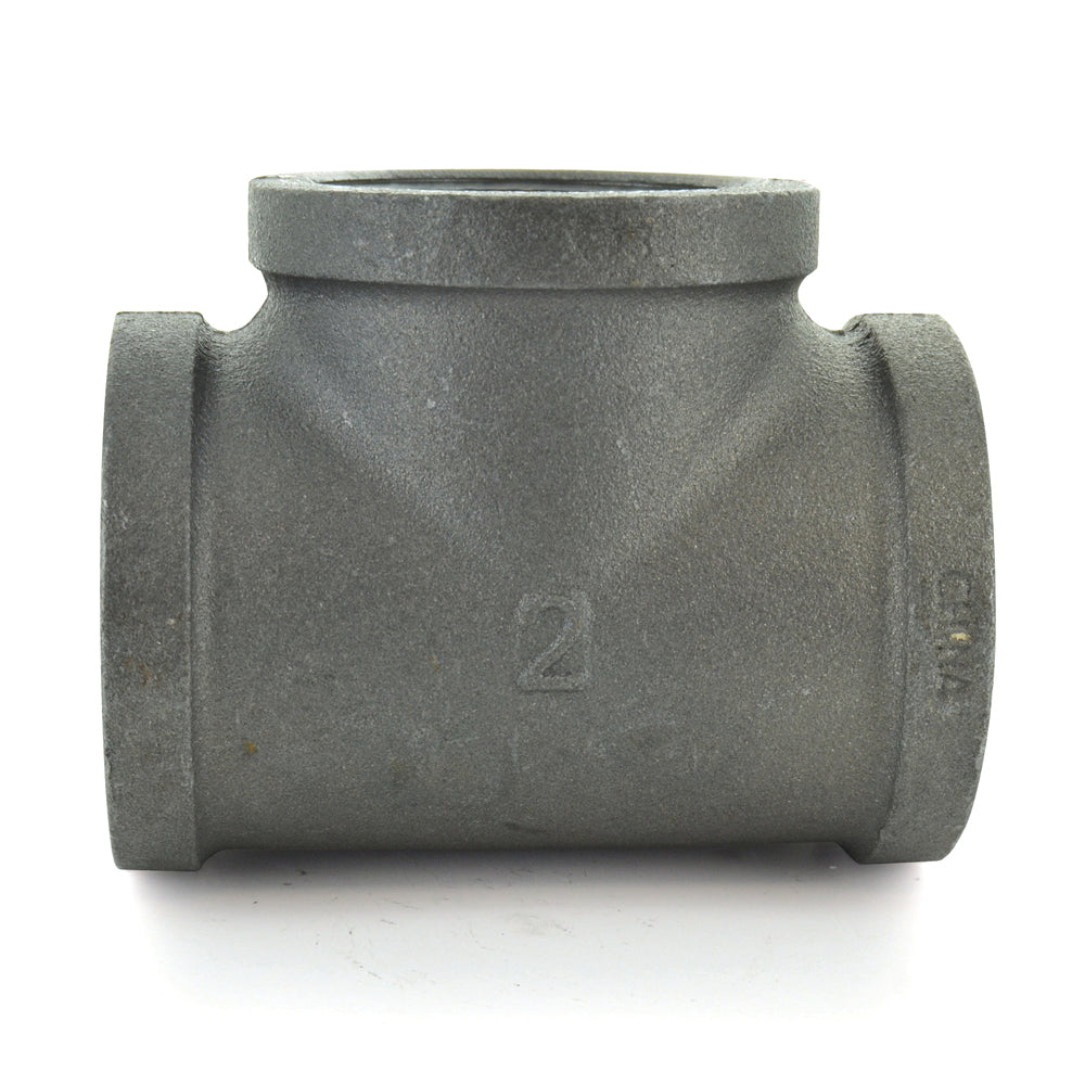 3/8" Schedule 40 Female NPT Black Malleable Iron Straight Tee