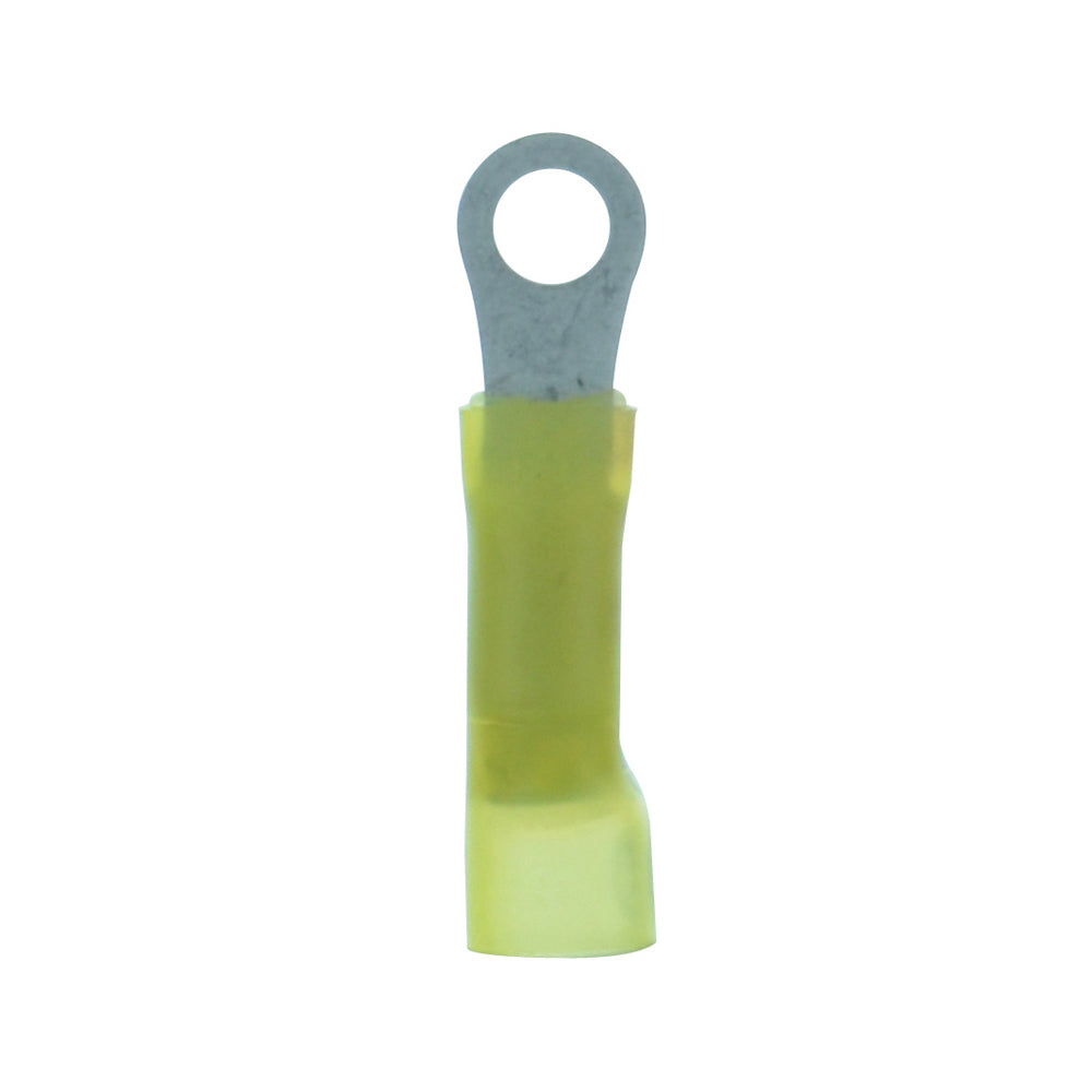 12-10 Gauge Lead Free Heat Shrink- Crimp & Solder Ring Terminal #10 Stud Yellow