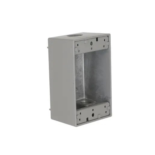 1-Gang Weatherproof Box, Four 1/2 In. Threaded Outlets, Gray