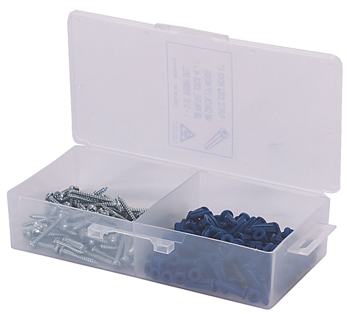 #14 x 1/2 Inch Bantam Plastic Conical Plug Anchor Kit - Includes (50) Anchor 5/16 x 4 Drill Bit (50) #14 x 1-1/2 Combo/Pan Head Screws Plastic Box