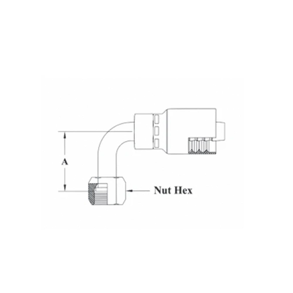 3/8 Inch Hose X 11/16X16 O-Ring Face Seal 90 Female Swivel