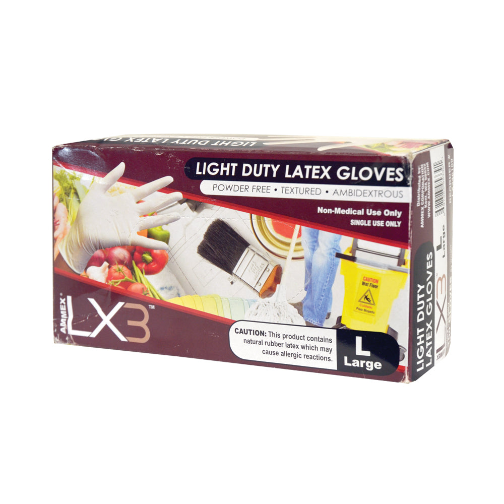 Ammex Medium 3 Mil Ivory Textured Latex Powder Free Lx3® Standard Industrial Glove - 100 Per Box