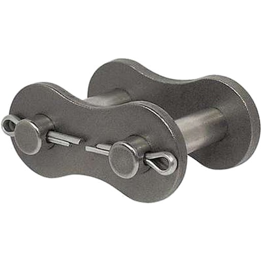 Chain Link; 100 Chain Size; Cottered; 1-1/4" Chain Pitch; Heavy Chain Series; 1 Strand; Carbon Steel; Ansi; 3/4" Roller Diameter; 0.744" Roller Width; 0.157" Plate Thickness; 0.945" Plate Height; Curved; 3/8" Pin Diameter