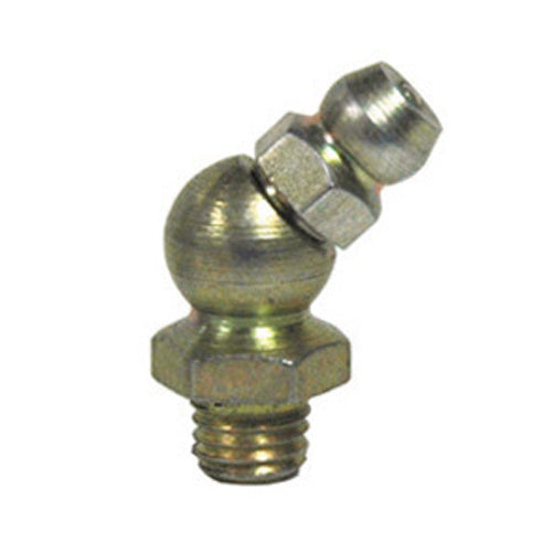 1/4-28 Zinc Yellow Steel 45 Degree Standard Shank Heritage Hydraulic Grease Fitting
