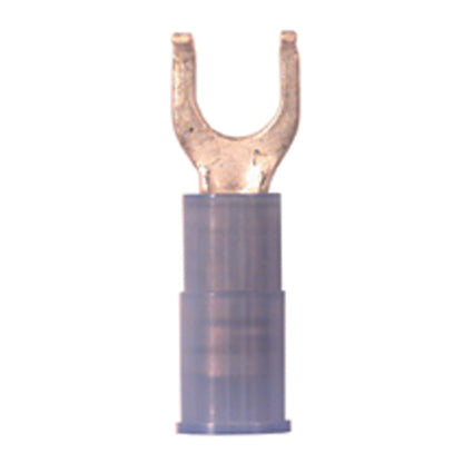 16-14 Gauge Flanged Fork Spade Terminal #10 Stud Nylon Insulated Blue