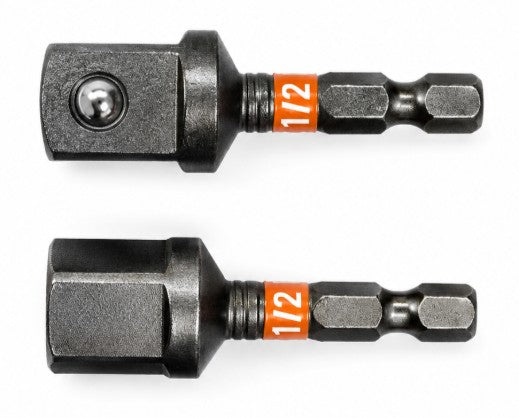 1/4""put Hex x 1/2" Output Square Drive 1/4" Hex (Input) Square (Output) Shank 2" Length Steel Shockwave� Socket Adpt