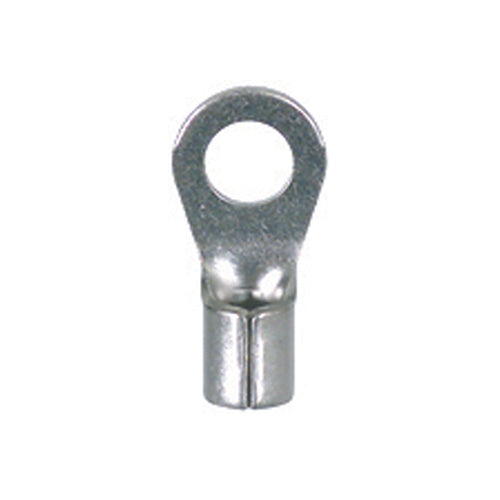 8 Gauge Uninsulated High Temperature Ring Terminal 1/4" Stud Nickel Plated Steel