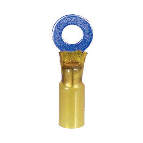 12-10 Gauge Ring Terminal 1/4" Stud Heat Shrink Nylon Insulated Yellow