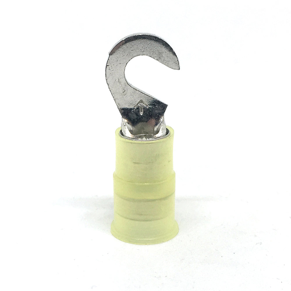 12-10 Gauge Nylon Insulated Hook Terminal Yellow #8 Stud