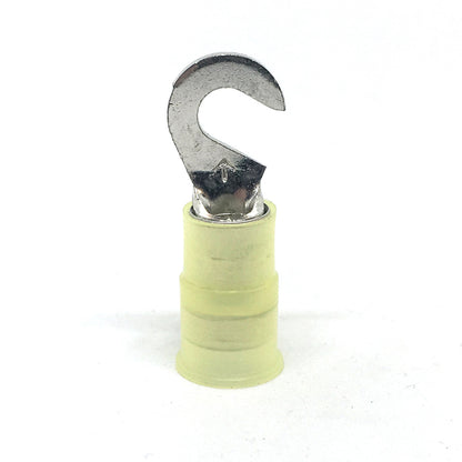 12-10 Gauge Nylon Insulated Hook Terminal Yellow #8 Stud
