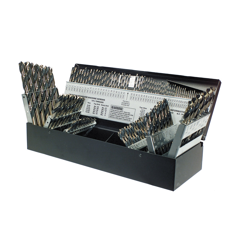 115 Piece Gold High Molybdenum Tool Steel 3-In-1 Jobber Lengths Drill Set With Metal Index - Shop Pro