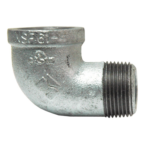 1/8 Inch Sch 40 Threaded Galvanized Malleable Iron 90 Degree Street Elbow