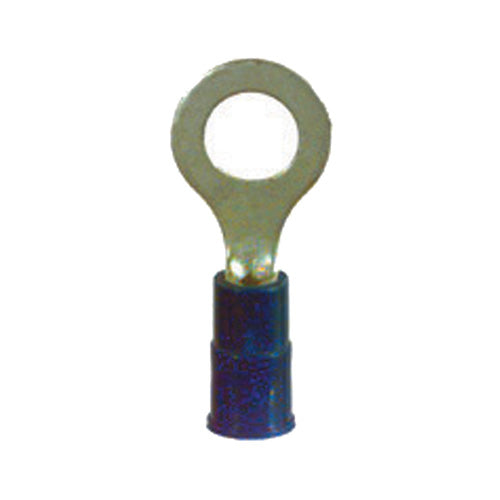 16-14 Gauge Ring Terminal 1/4" Stud PVC Insulated Blue