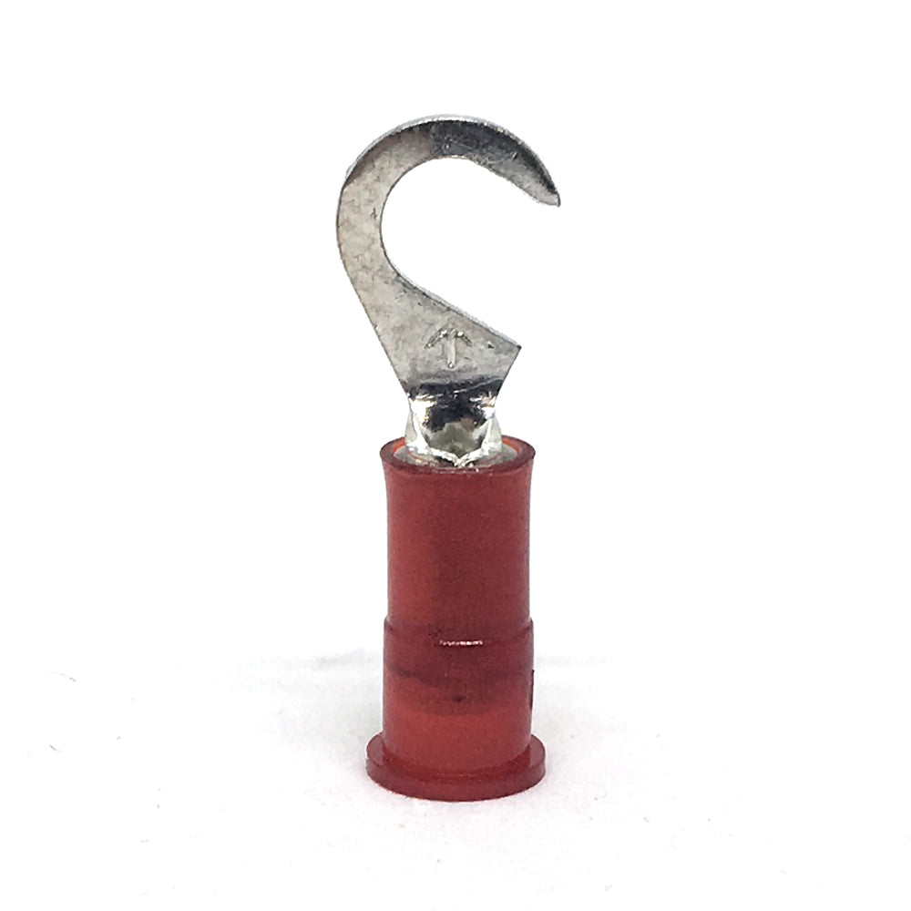 22-18 Gauge Nylon Insulated Hook Terminal Red #10 Stud