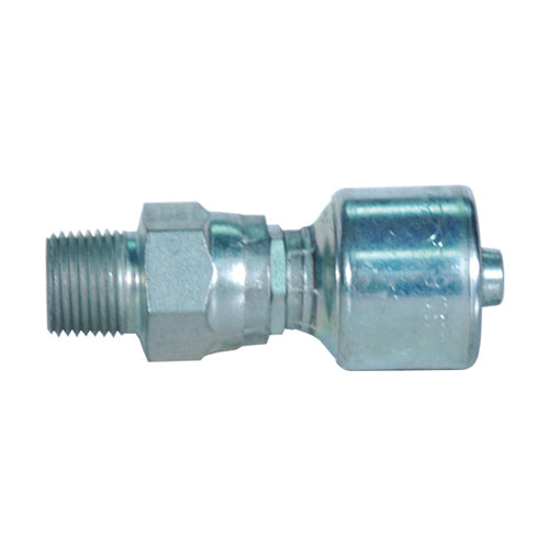 3/8 Inch X 1/2 Inch Male Pipe Swivel (NPTF - Without 30 Degree Cone Seat) Tuffcoat Lead Free Megacrimp Coupling