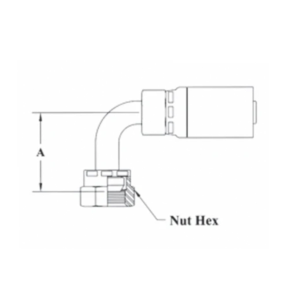 Female British Standard Parallel Pipe (BSPP) Swivel 90 Elbow 3/4 Inch Hose X 3/4 Pipe