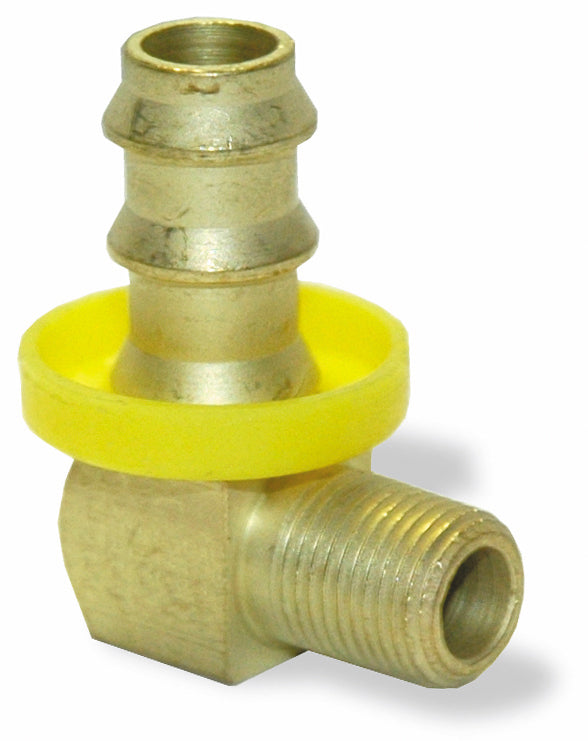 3/8 Inch X 1/4 Inch MPT X Barb Hose CA360 Brass Barb-Tite 90 Degree Male Pipe Rigid Elbow