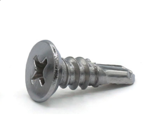 #12-24 x 3/4 Flat Head- Undercut Phillips Tek Screw #3 Point- Steel Zinc