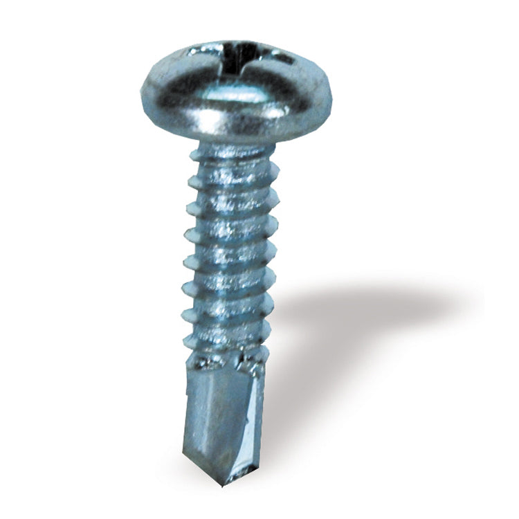 #6-20 x 3/8 Inch Zinc Plated Low Carbon Steel #2 Point Pan Head Self-Drilling Tek Screw