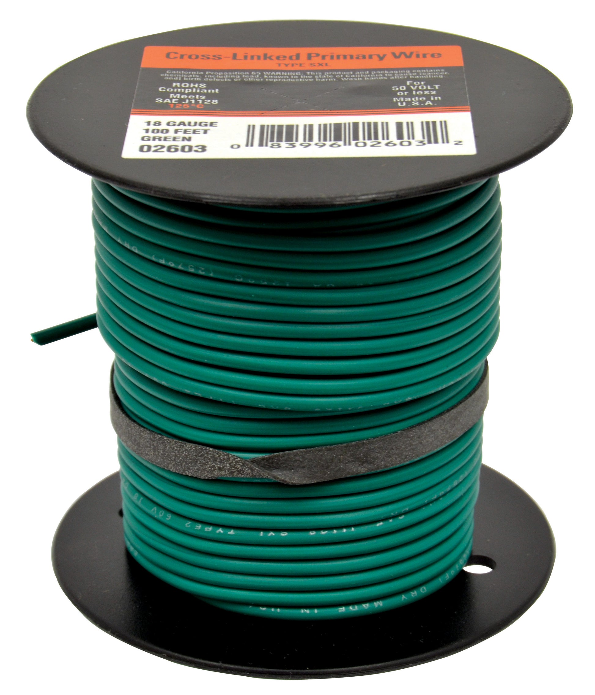 Cross Link Primary Wire Green 18G 100'