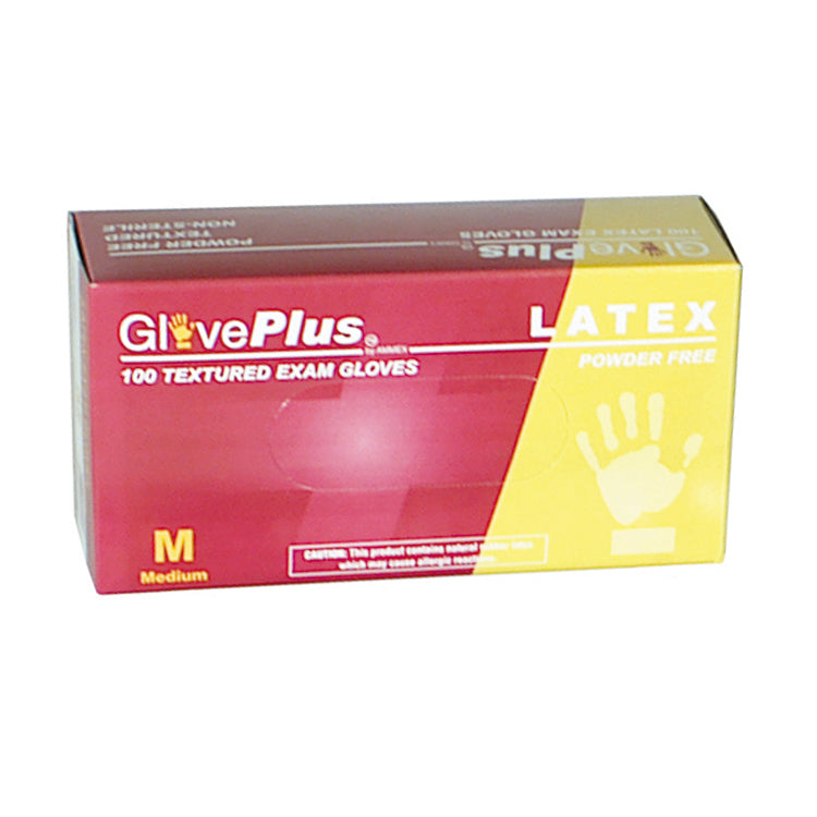 Ammex Large 5 Mil Ivory Textured Latex Powder Free Gloveplus Premium Exam Glove - 100 Per Box