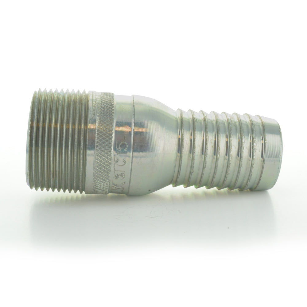 1/2 Inch x 1/2 Inch x 3-1/8 Inch Mnpt x Barbed Hose Galvanized Steel King Combination Nipple