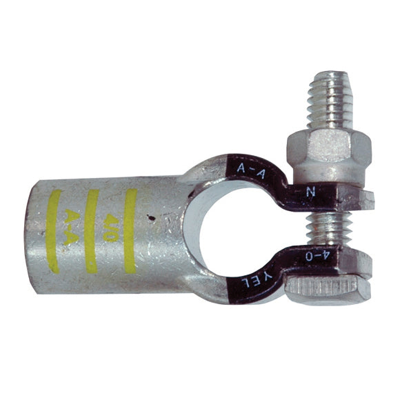 4/0 Awg Yellow A-A Electro-Tin Plated Solid Cast Copper Heavy Duty Negative Eco-Max� Straight Battery Terminal