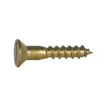 #8 x 1-1/4 Inch Plain Brass Slotted Flat Head Wood Screw