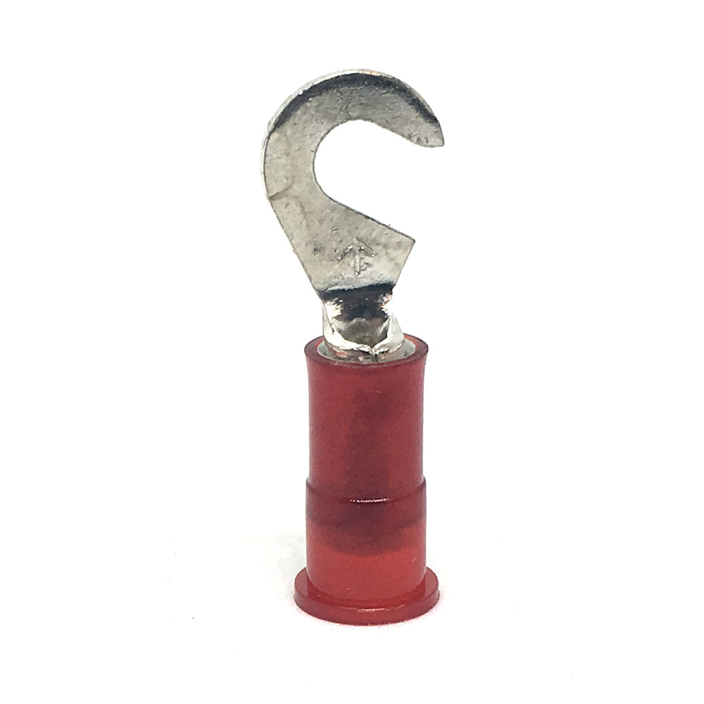 22-18 Gauge Nylon Insulated Hook Terminal Red #6 Stud