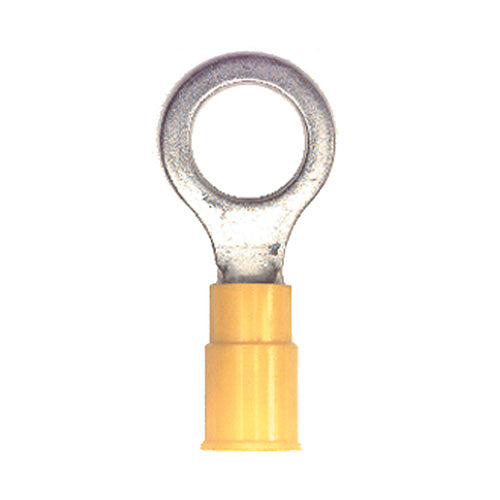 16-14 Gauge Ring Terminal 3/8 Inch Stud PVC Insulated Yellow