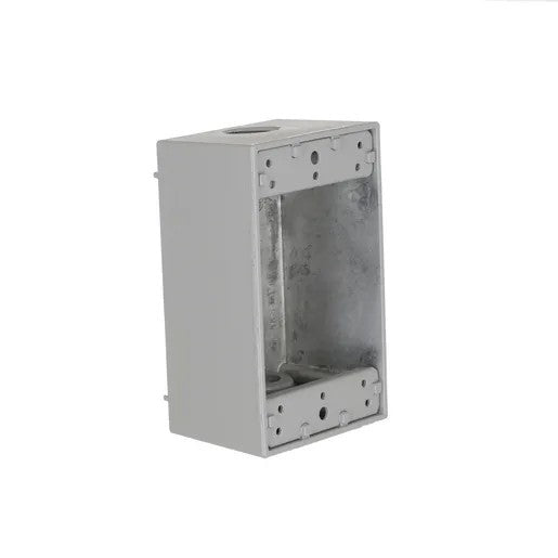 1-Gang Weatherproof Box, Three 1/2 In. Threaded Outlets, Gray