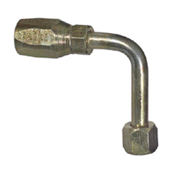 5/16 Inch X 3/8 Inch JIC 37 Degree Female Swivel Long Drop 90 Degree Tube Elbow Yellow Zinc 247 N Series Weatherhead Field Attachable Coupling