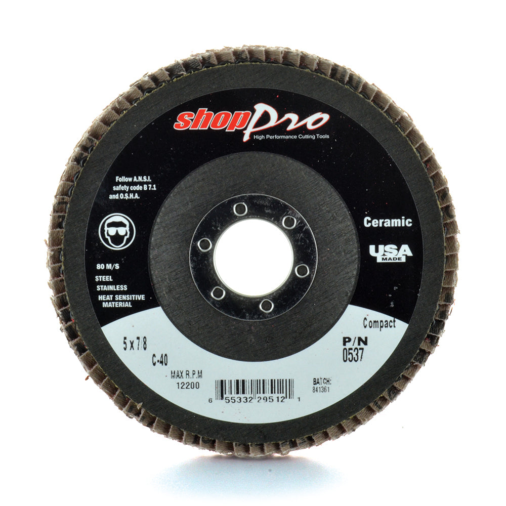4-1/2 Inch x 7/8 Inch Premium XL Ceramic Abrasive Flap Disc-40 Grit