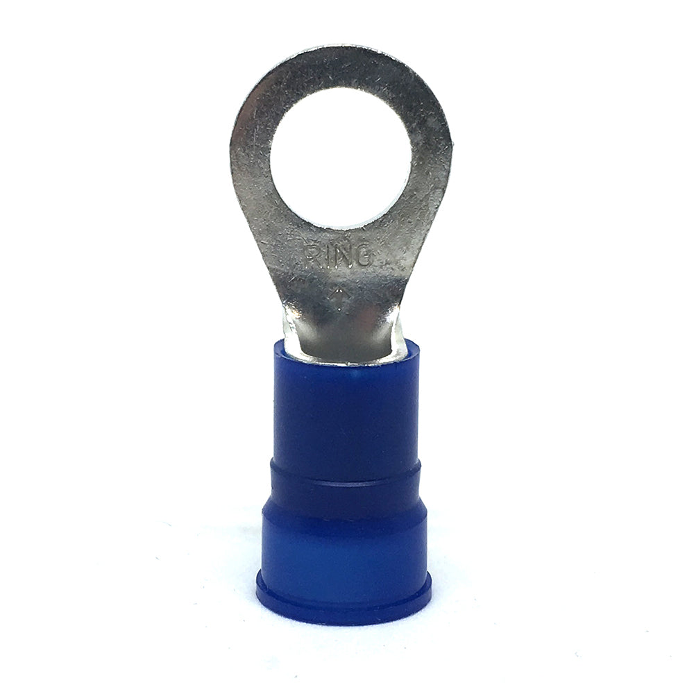6 Gauge Nylon Insulated Ring Terminal Blue 3/8 Inch Stud
