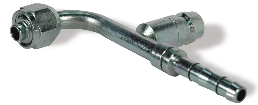 5/8 Inch X 5/8-18 Zinc Plated Carbon Steel EZ Clip System™ 90 Degree Female O-Ring With R134A High Side Port