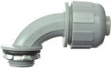 Liquidtight Quick-Set Connector, 1/2 In Compression, 90 Degree Angle, 2.37 In L, PVC, Gray