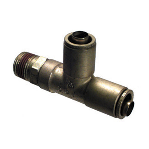 1/2 Tube X 3/8 Inch Brass Male Swivel Run Tee Push On D.O.T. Air Brake Connector