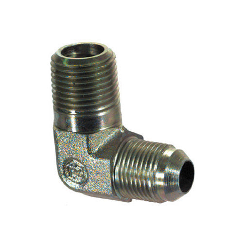 3/4" x 3/8" 4000 Psi Trivalent Zinc Plated Crbn Steel Male Pipe To Male JIC 90° Elbow JIC 37° Adapter
