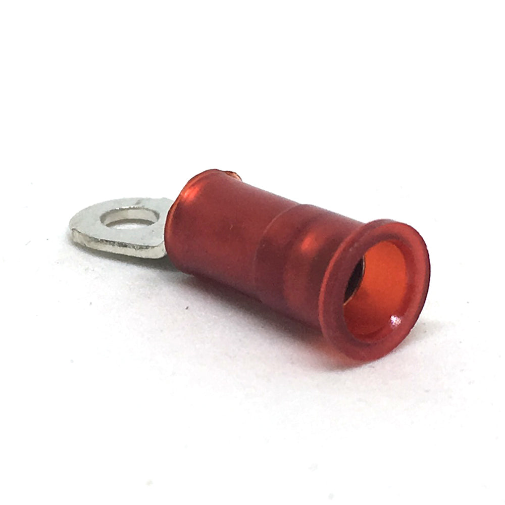22-18 Gauge Nylon Insulated Ring Terminal Red #4 Stud