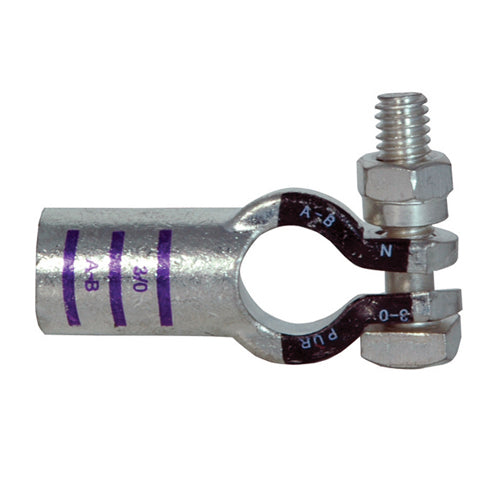 3/0 Awg Purple A-B Electro-Tin Plated Solid Cast Copper Heavy Duty Negative Eco-Max� Straight Battery Terminal