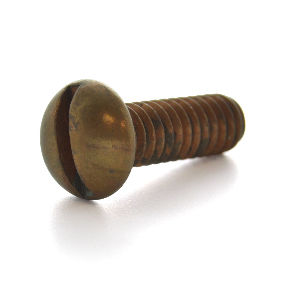#10-32 x 1 Inch Fine Plain Brass Slotted Drive Round Head Machine Screw