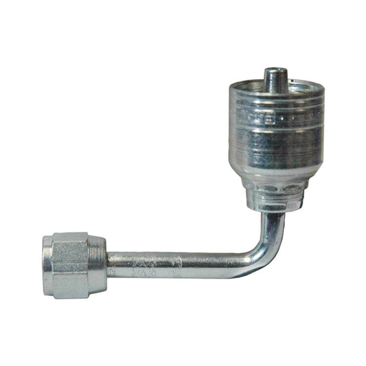 1/2 Inch x Jic 37 Degree Female Swivel 90 Degree Long Drop Tube Elbow Yellow Zinc Z Series Weathergrip Crimp