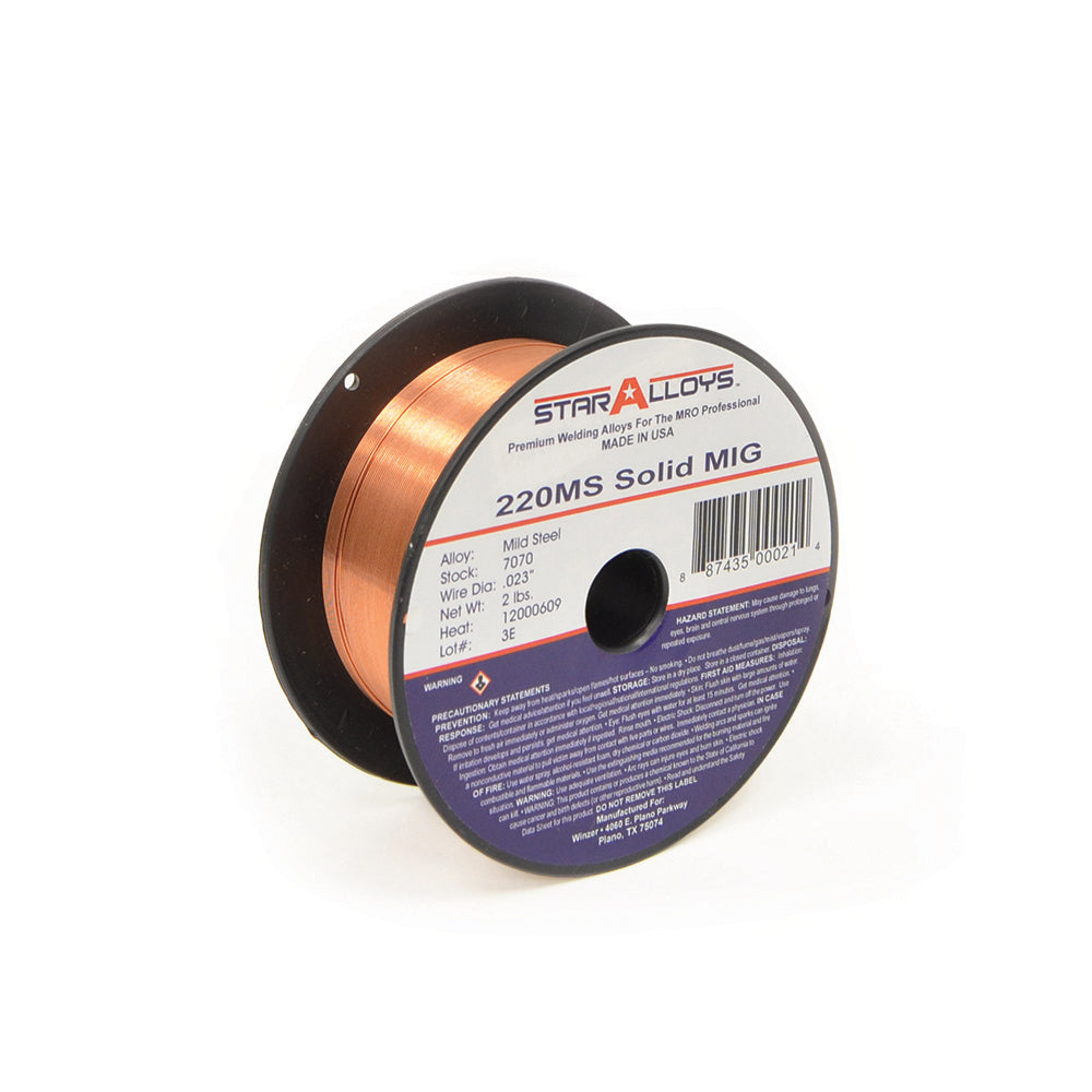 Star-Alloys 0.023 Inch 220Ms Mild Steel Solid Mig Wire - 2 Lb