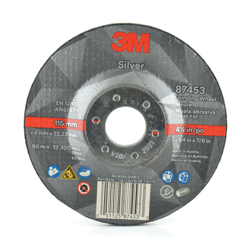3M� 4.5 Inch x 1/4 Inch x 7/8 Inch Silver Grinding Wheel T27 36 Grit Precision Shaped Ceramic