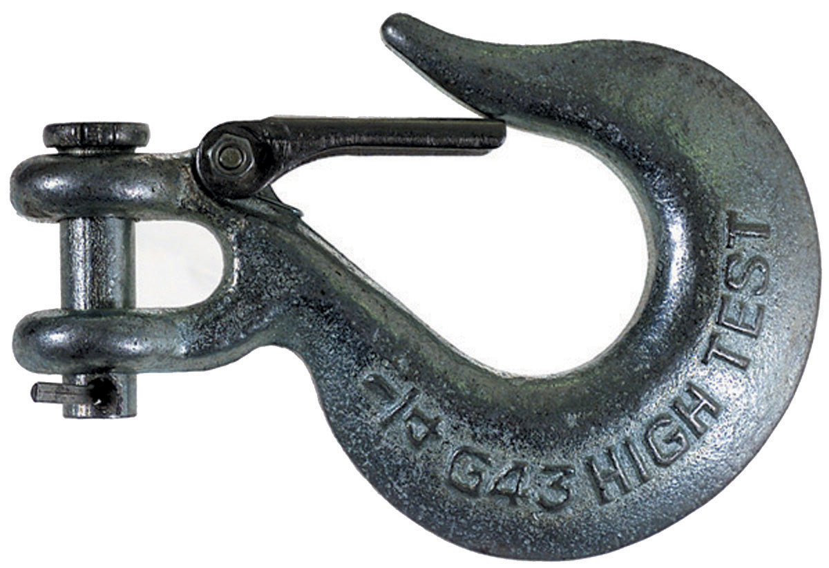 3/8 Inch Grade 43 Self-Colored Carbon Steel Clevis Slip Hook With Latch