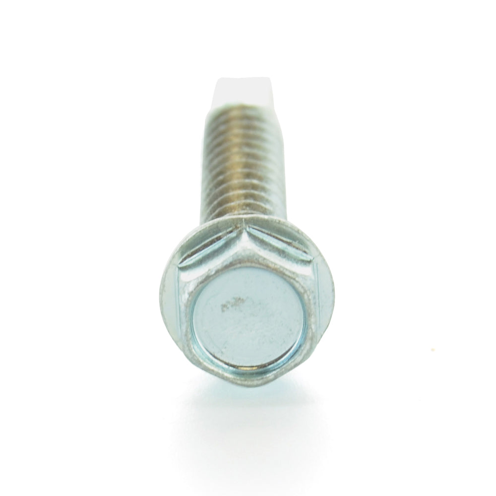 #10-16 x 1-1/2 Inch Zinc Plated Low Carbon Steel #3 Point Indented Hex Washer Head Self-Drilling Tek Screw