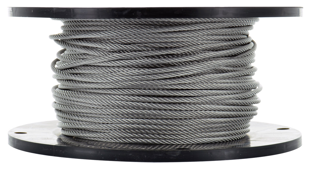 3/16 Inch X 250 Ft 7X7 Strands 3700 Lb 304 Stainless Steel Uncoated Aircraft Cable