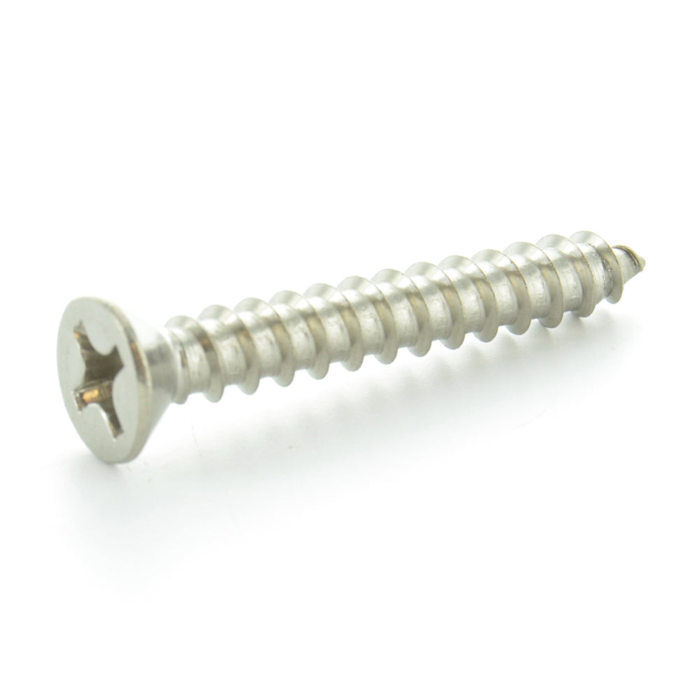 #8-15 x 1-1/4 Inch Plain 18-8 (A2) Stainless Steel Flat - Countersunk Head Type-A Self-Tapping Sheet Metal Screw