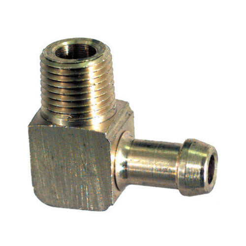 3/8 Inch X 1/4 Inch Male Pipe 90 Degree Elbow Brass Fuel Hose Fitting - Single Barb