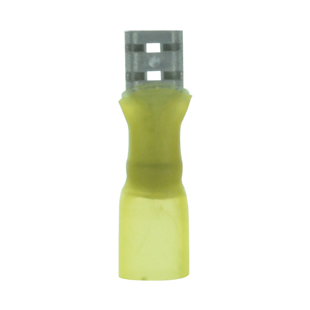12-10 Gauge Lead Free Heat Shrink- Crimp & Solder Female Disconnect 1/4 Inch Tab Yellow